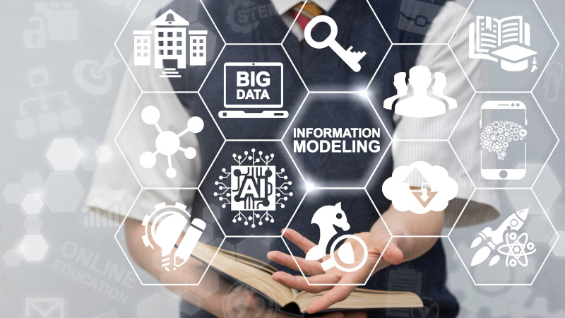 Information Modeling Science Education concept. Intellectual Smart Learning Methodology Information Technology. Design Model.